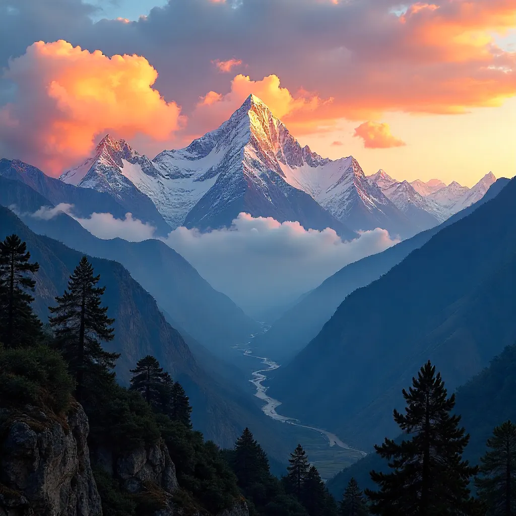 Alpenglow over Nepal's Himalayan Sunrise