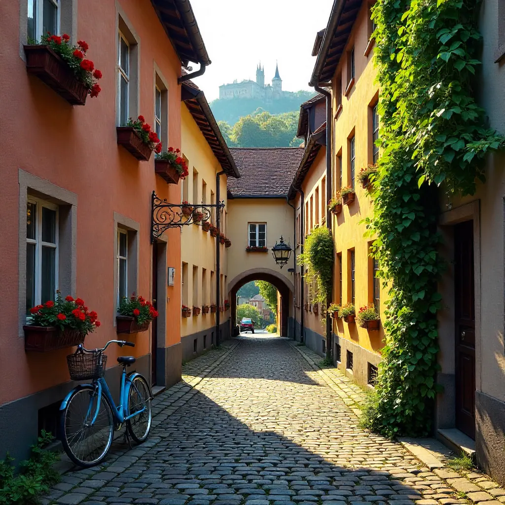 Colorful Heidelberg Alleyway at Golden Hour