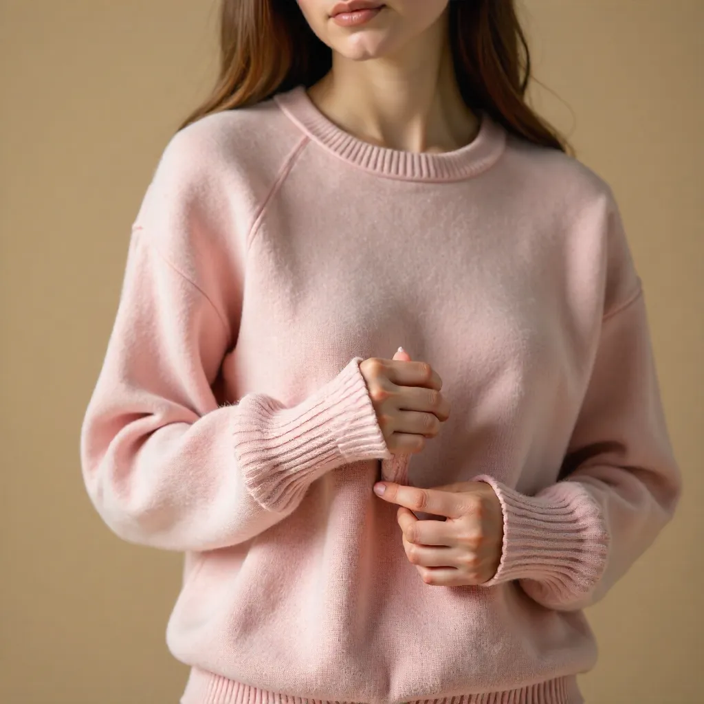 Pink Sweater Portrait in Warm Neutral Glow
