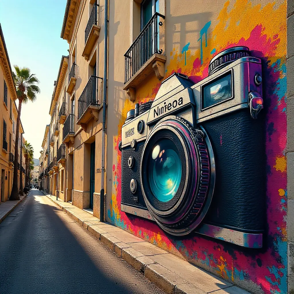 Cannes Street Art: Camera Against Historic Facades
