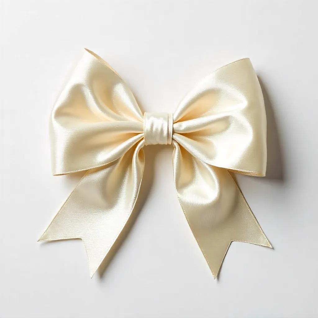 Cream Satin Bow on Crisp White Backdrop