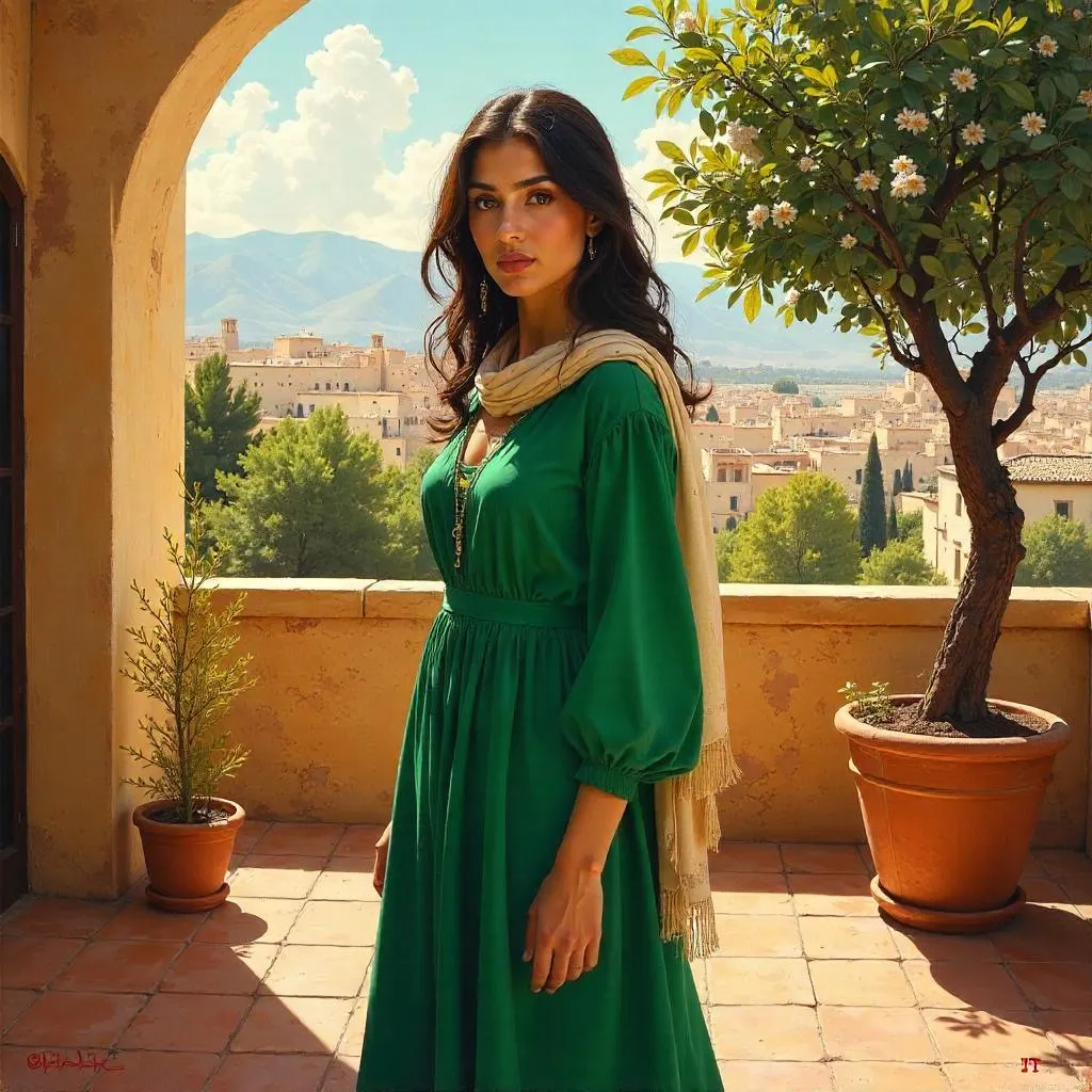 Golden Terrace Portrait of a Young Middle Eastern Woman