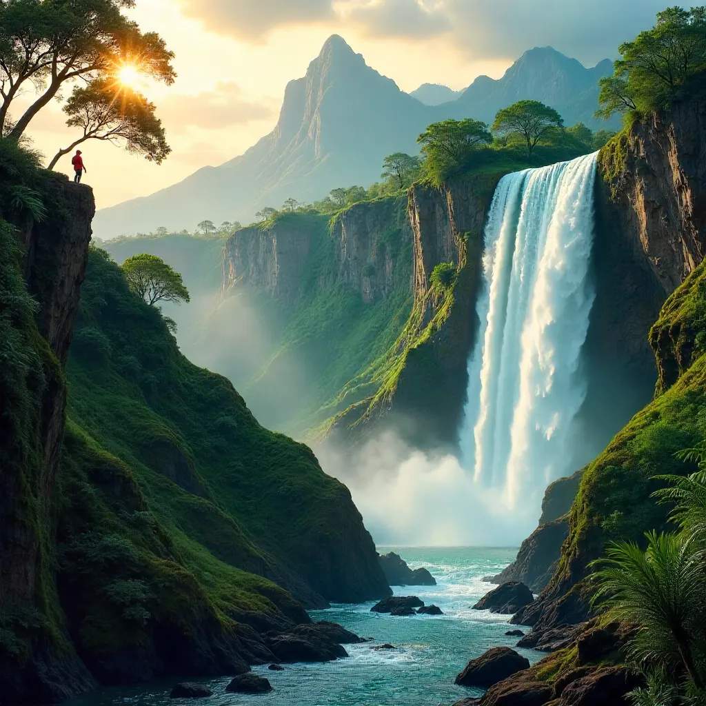 Epic Islandia Waterfall: Tiny Figure for Scale