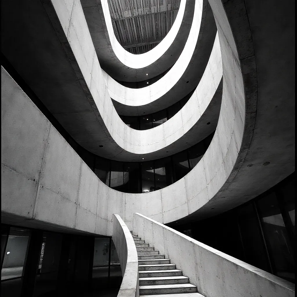 Dynamic Black-and-White Architecture: Abstract Curves and Lines
