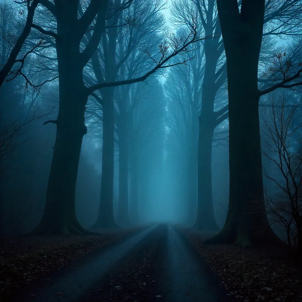 Twilight Mist on the Haunted Forest Road