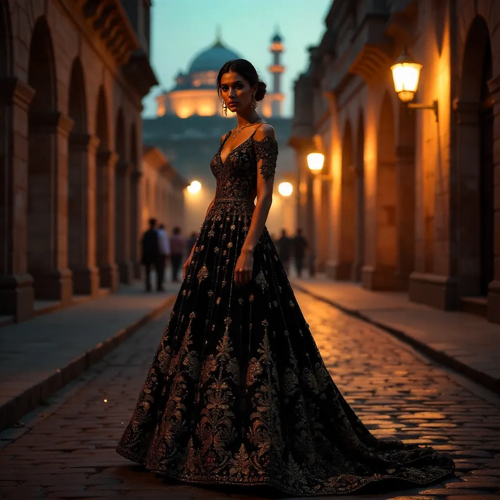 Cinematic Lahore: Embroidered Black Dress