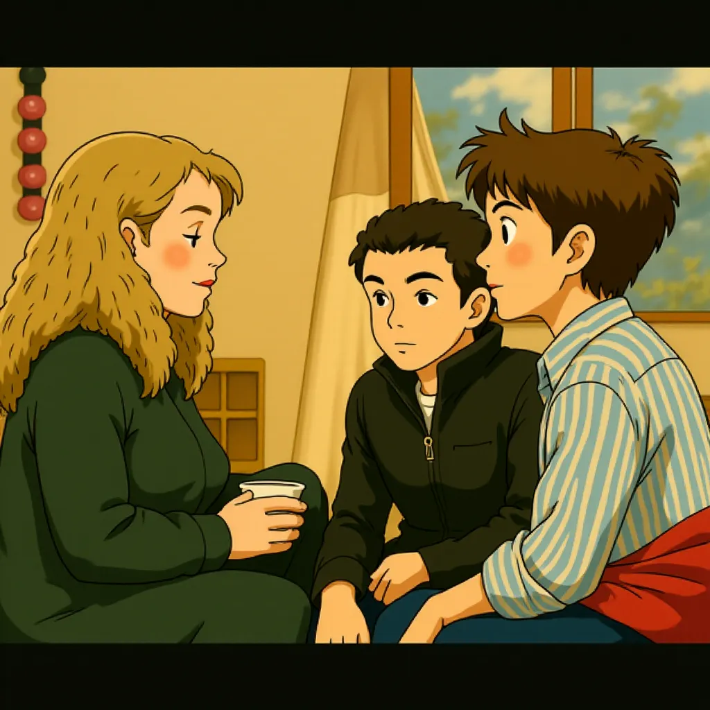 Emma Thompson, Lindsay Doran, and Zach Helm in Stranger Than Fiction (2006) - Anime style