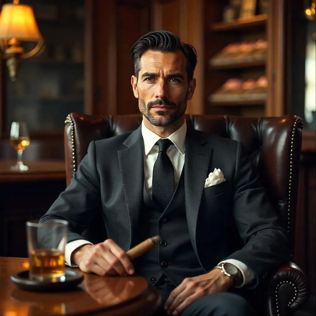 Latino Professional in a Cigar Lounge