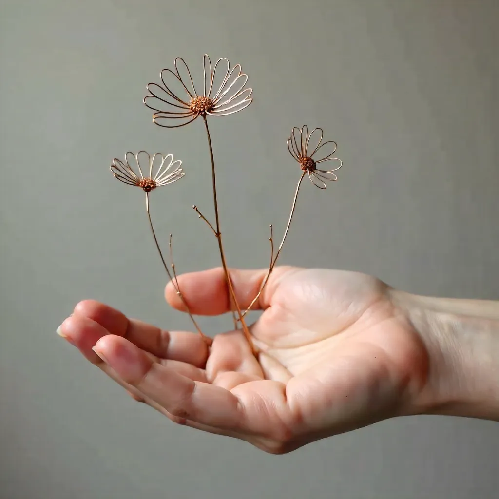 Handheld Minimalist Wire Flowers: Creative Craftsmanship