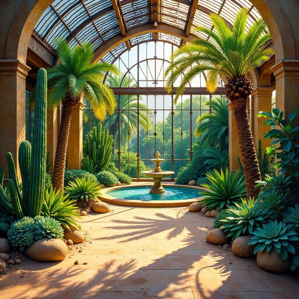 Desert in a Glasshouse: An Oil Painting within a Botanical Garden