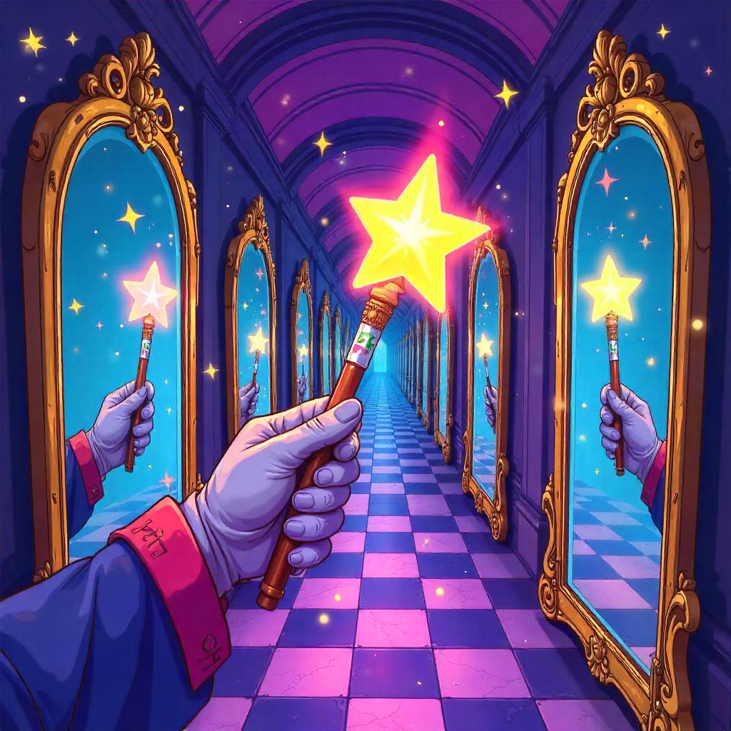 Cartoon Wand in a Shimmering Mirror Dimension