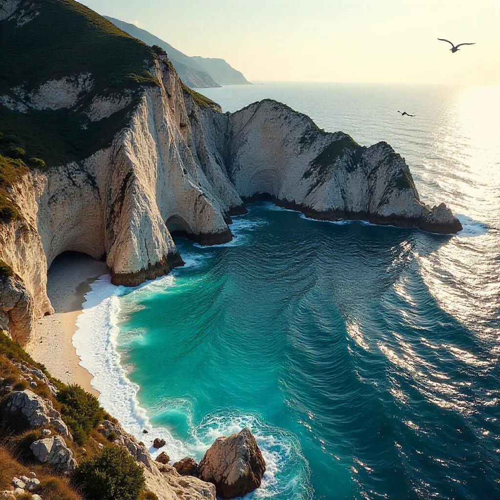 Stunning Aerial Coastline Meets Mediterranean Sea