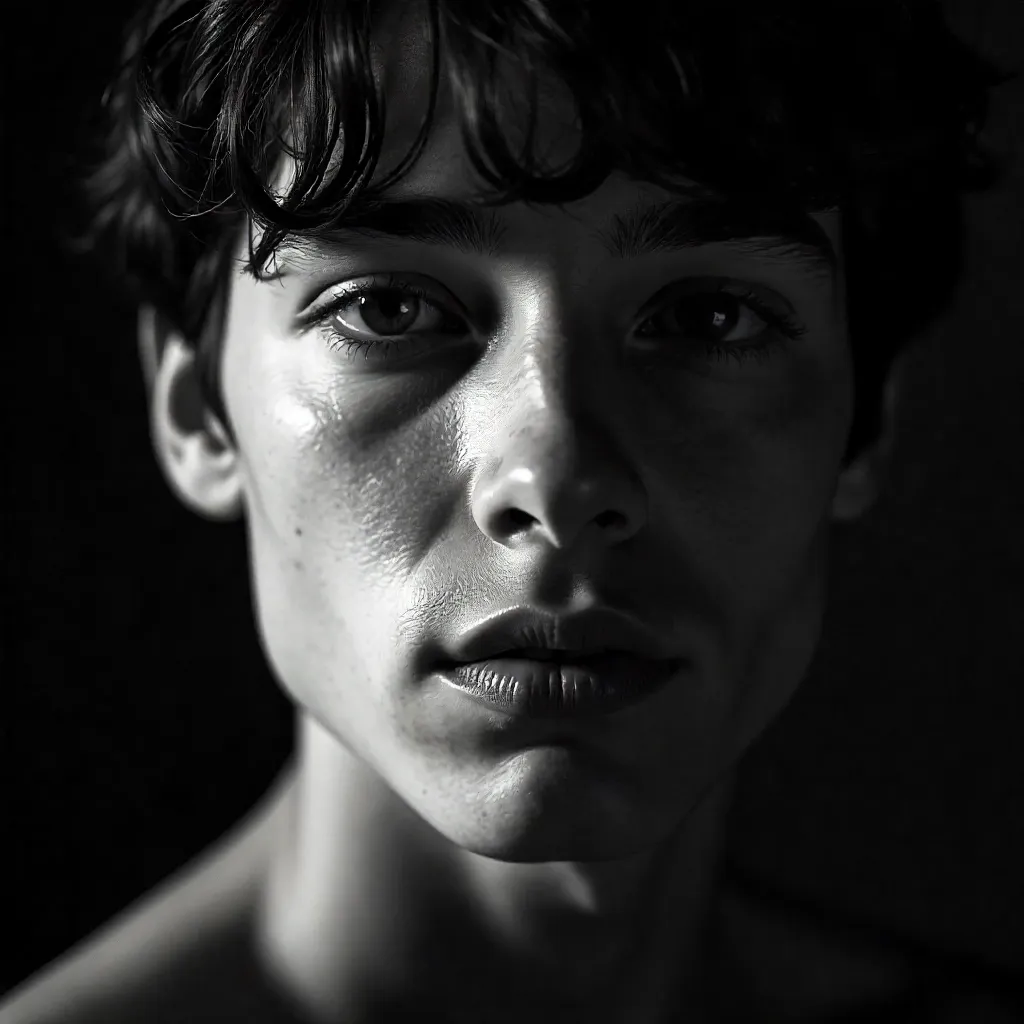 Noir Close-Up Portrait of a Young Adult