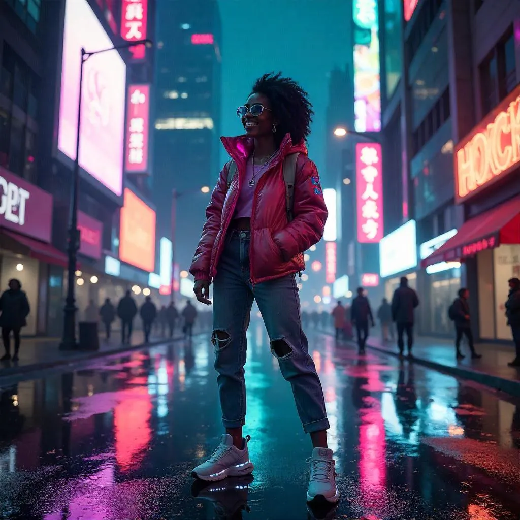 Neon Joy in a Cyberpunk City