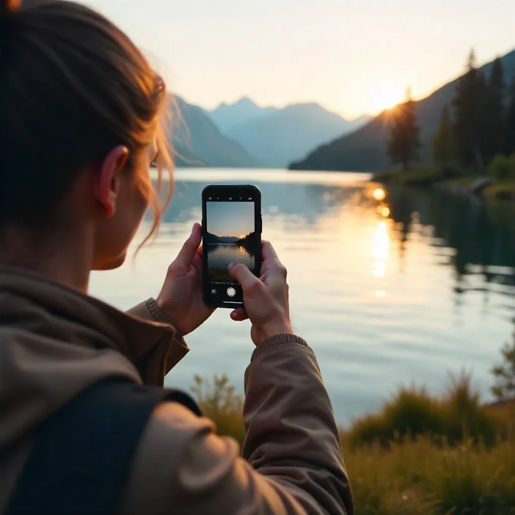 Golden Hour Lake Photo with Smartphone