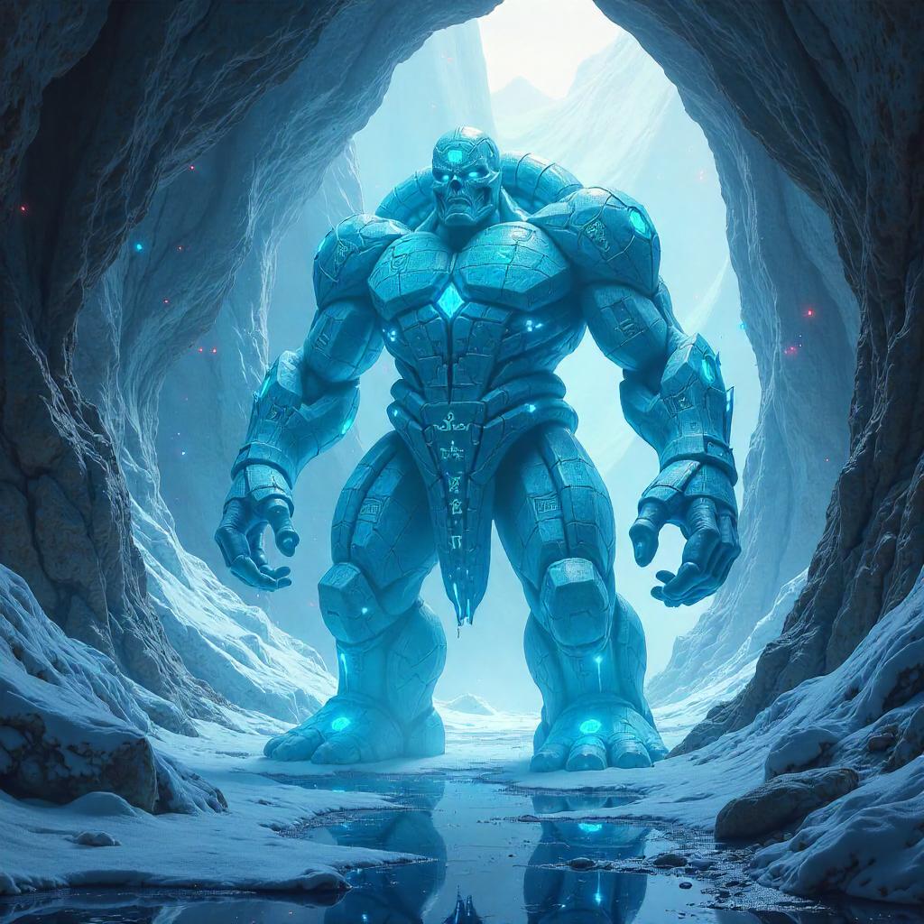 Golem of the Ice Cave: Digital Crystal Sentinel