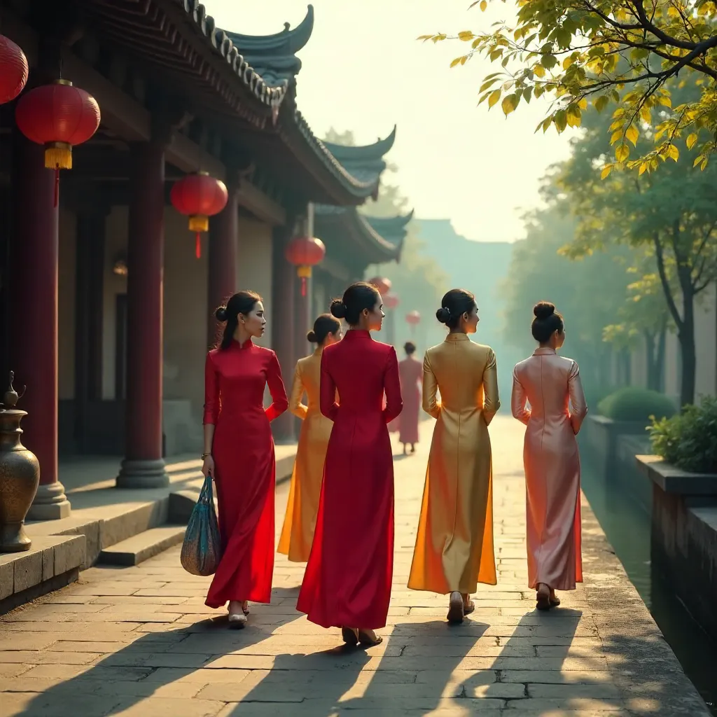 Ao Dai Elegance at Hội An Temple Courtyard