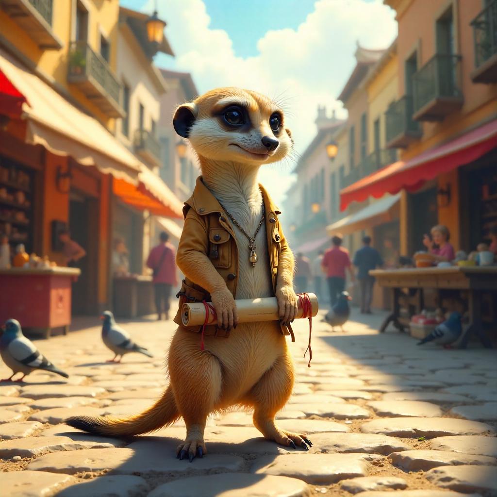 Meerkat in a Town Square - Digital Art Scene