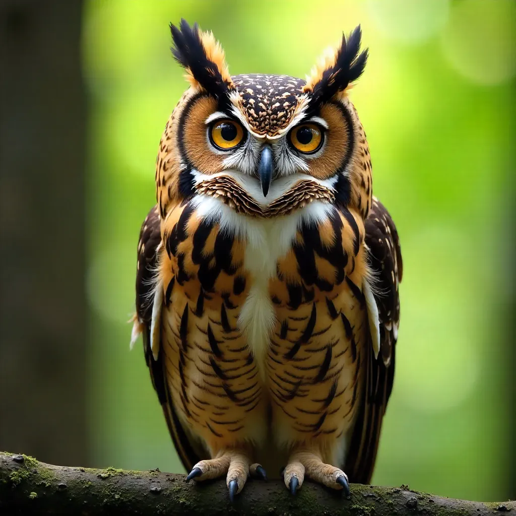 Close-Up Eurasian Eagle Owl Portrait in Nature