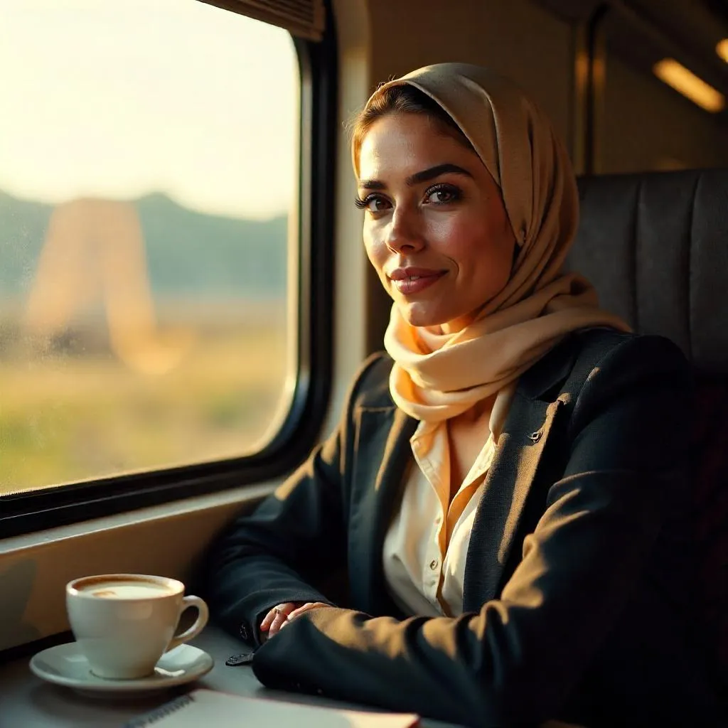 Photorealistic Portrait of a Middle Eastern Woman on a Train