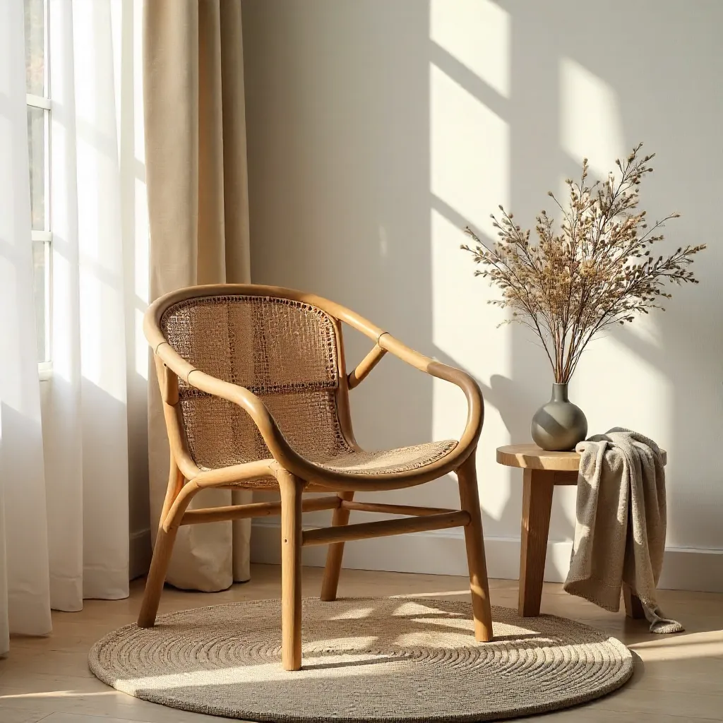 Elegant Rattan Chair in Minimalist Earthy Setting