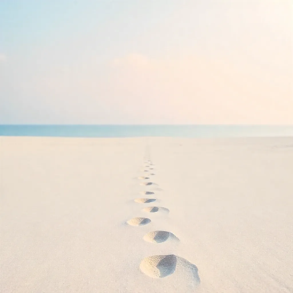 Solitary Footsteps on a Minimalist Beach