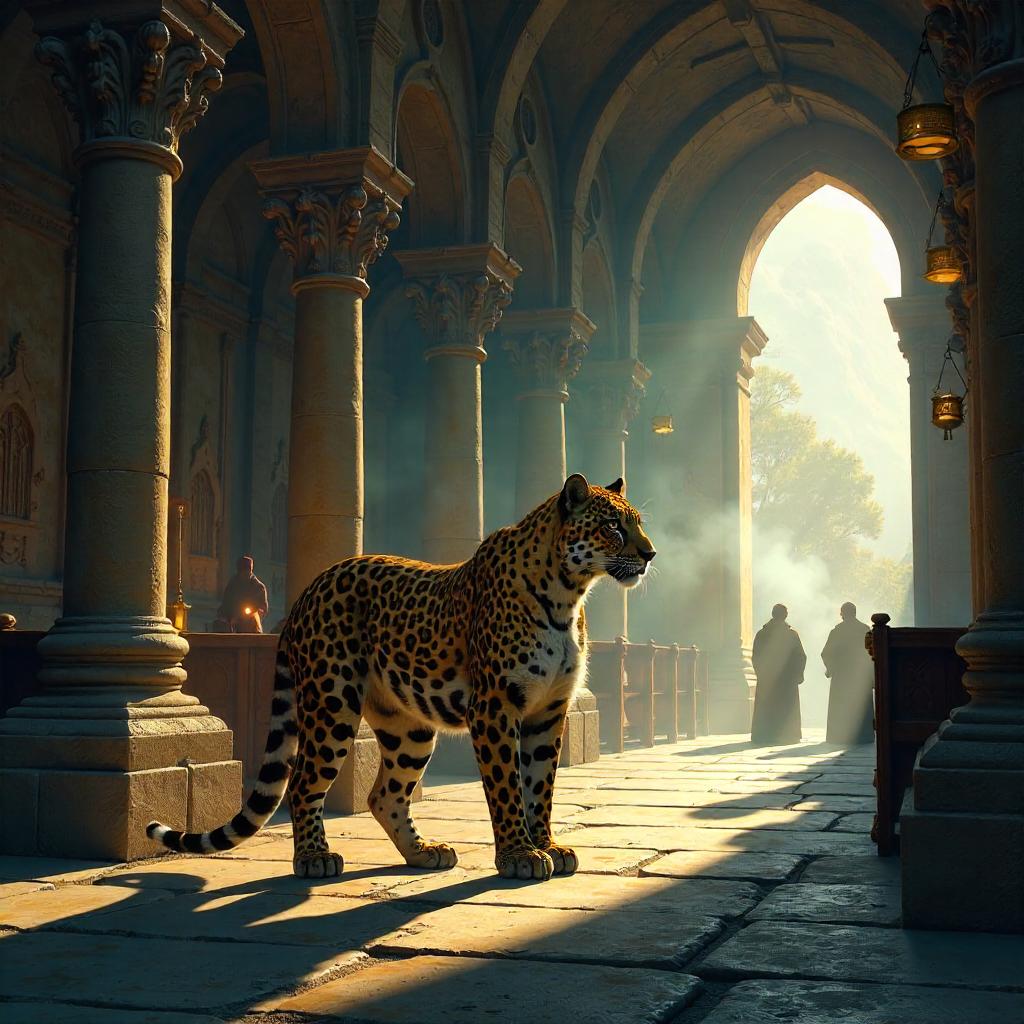 Leopard Concept Art in a Monastery