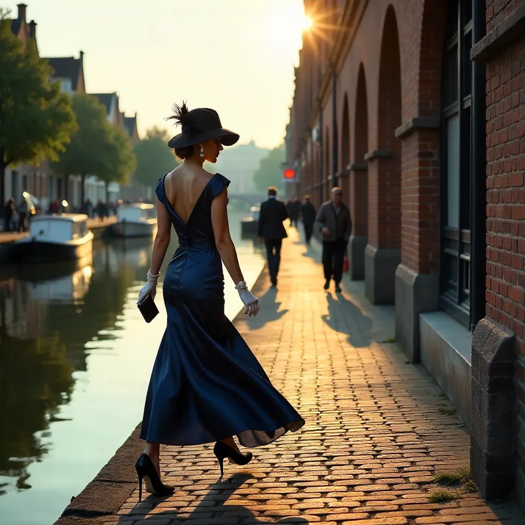 Elegant Lady by Lille Canal Promenade