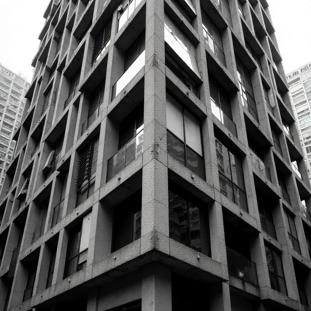 Monochrome Geometry of a Hong Kong Facade