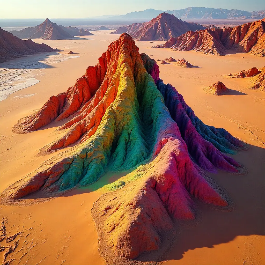 Aerial Vibrant Desert Rock Mosaic
