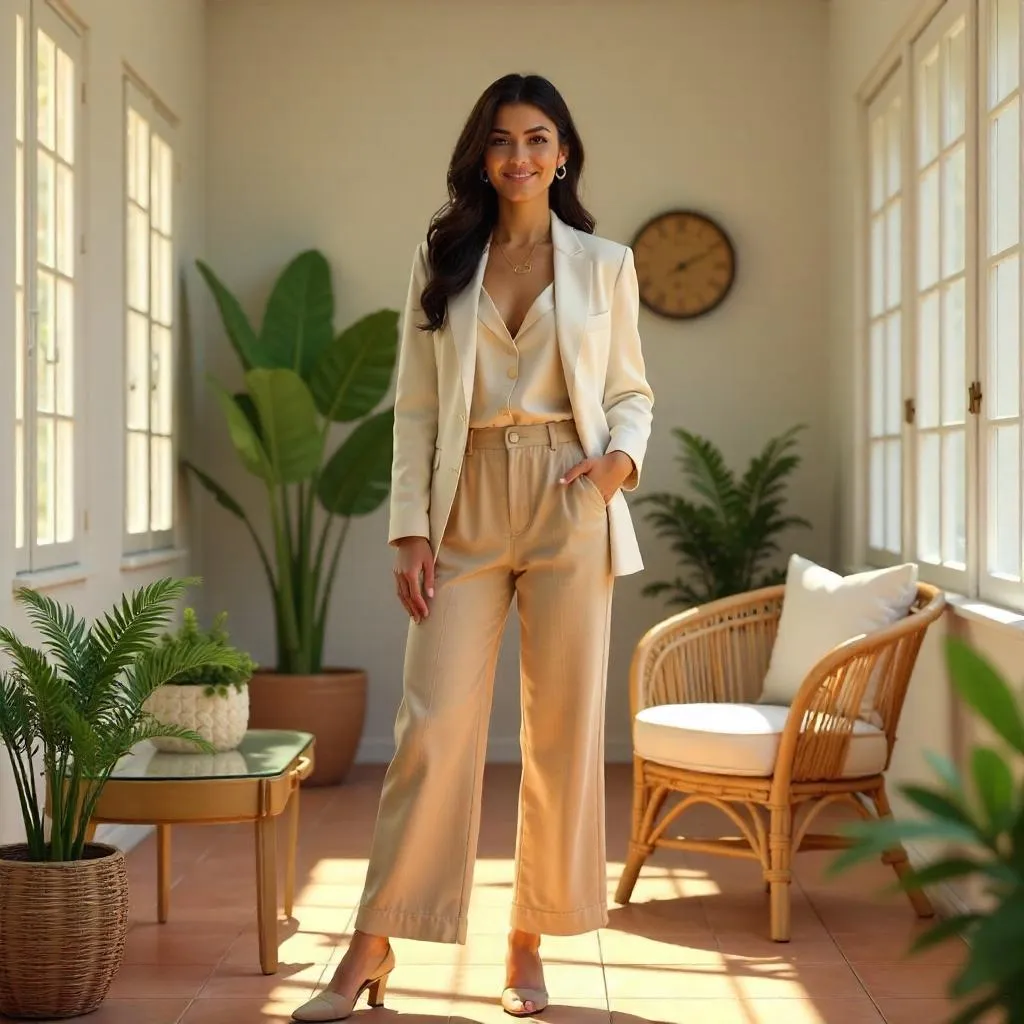 Stylish Latina Woman in a Sunny Sunroom