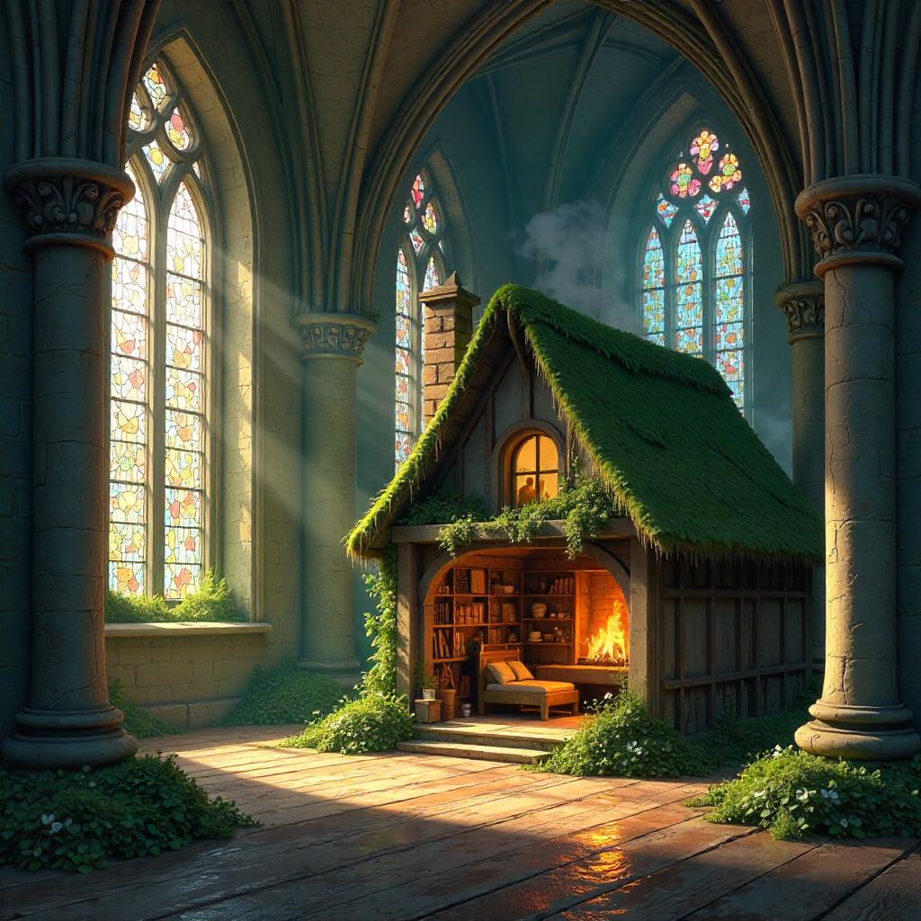 Cottage Inside a Cathedral: Concept Art Vision
