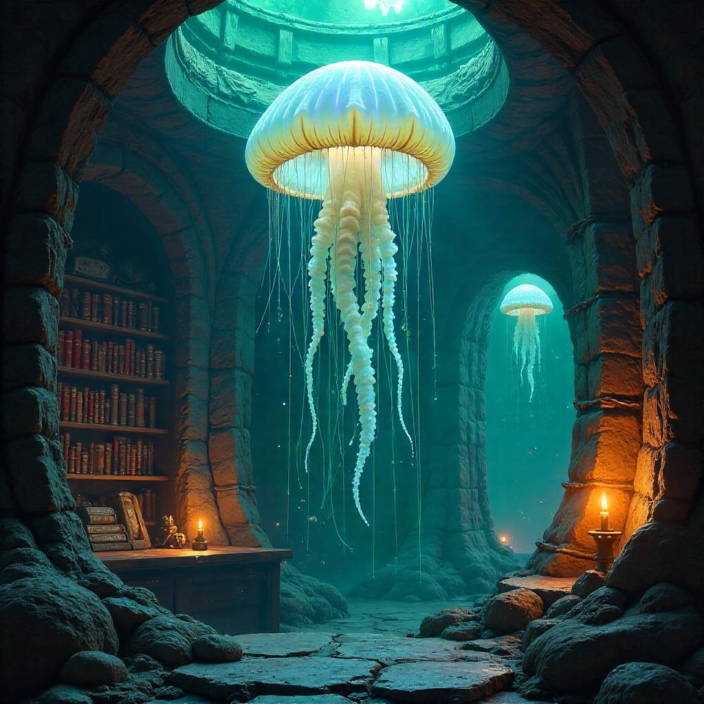 Jellyfish in a Wizard's Tower Concept Art
