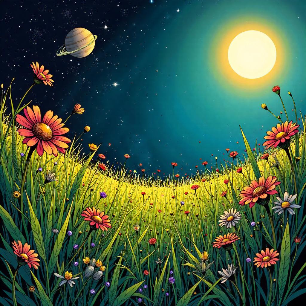 Zero-Gravity Meadow: A Comic Book Dream