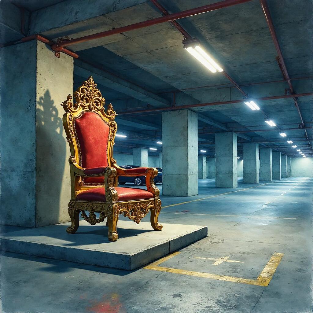 Watercolor Throne in a Parking Garage