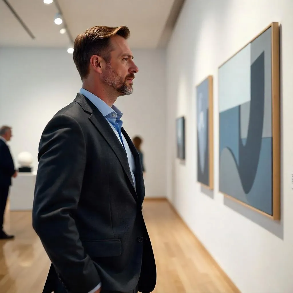 Professional White Man in a Photorealistic Gallery