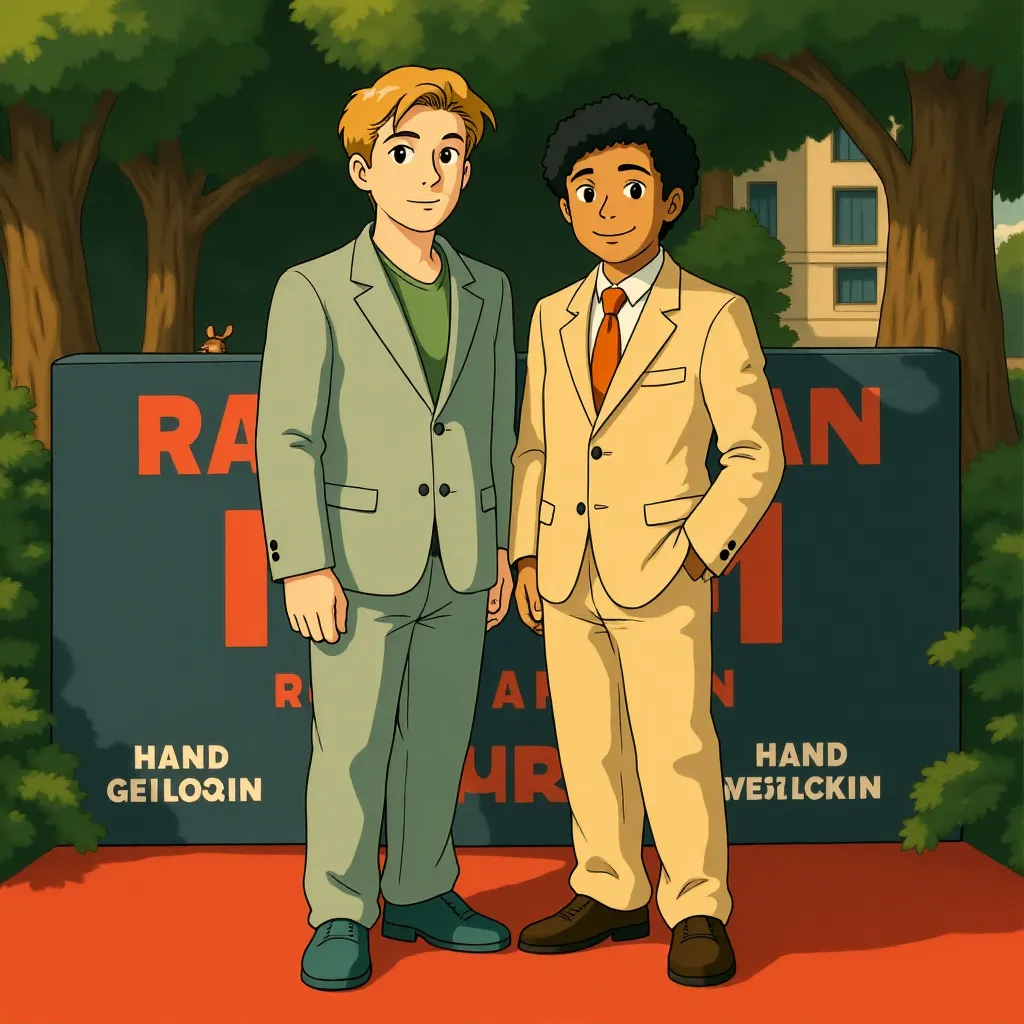 Josh Hartnett and M. Night Shyamalan at an event for Trap (2024) - Ghibli style