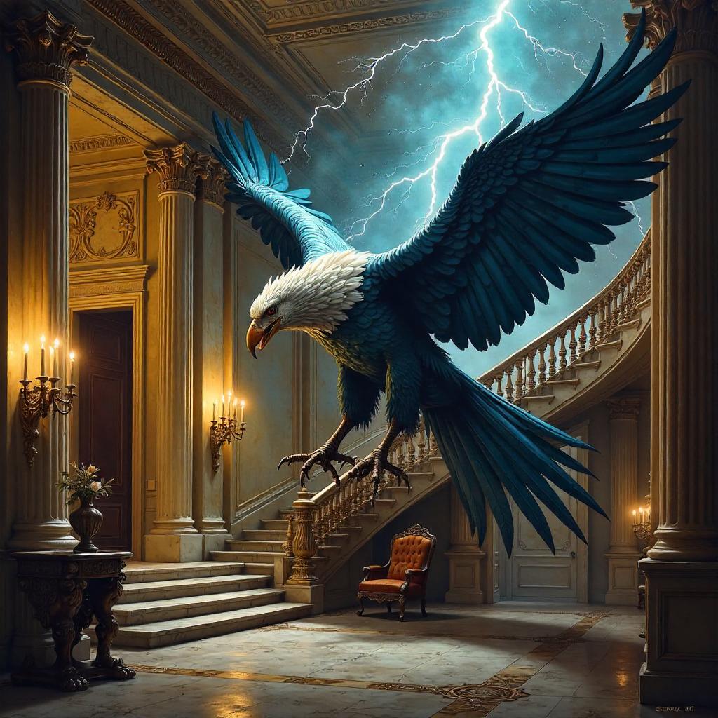 Thunderbird Over a Grand Mansion Hall