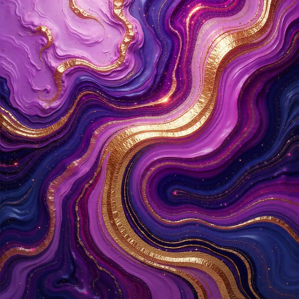 Vibrant Purple-Gold Fluid Swirl - Dynamic Abstract