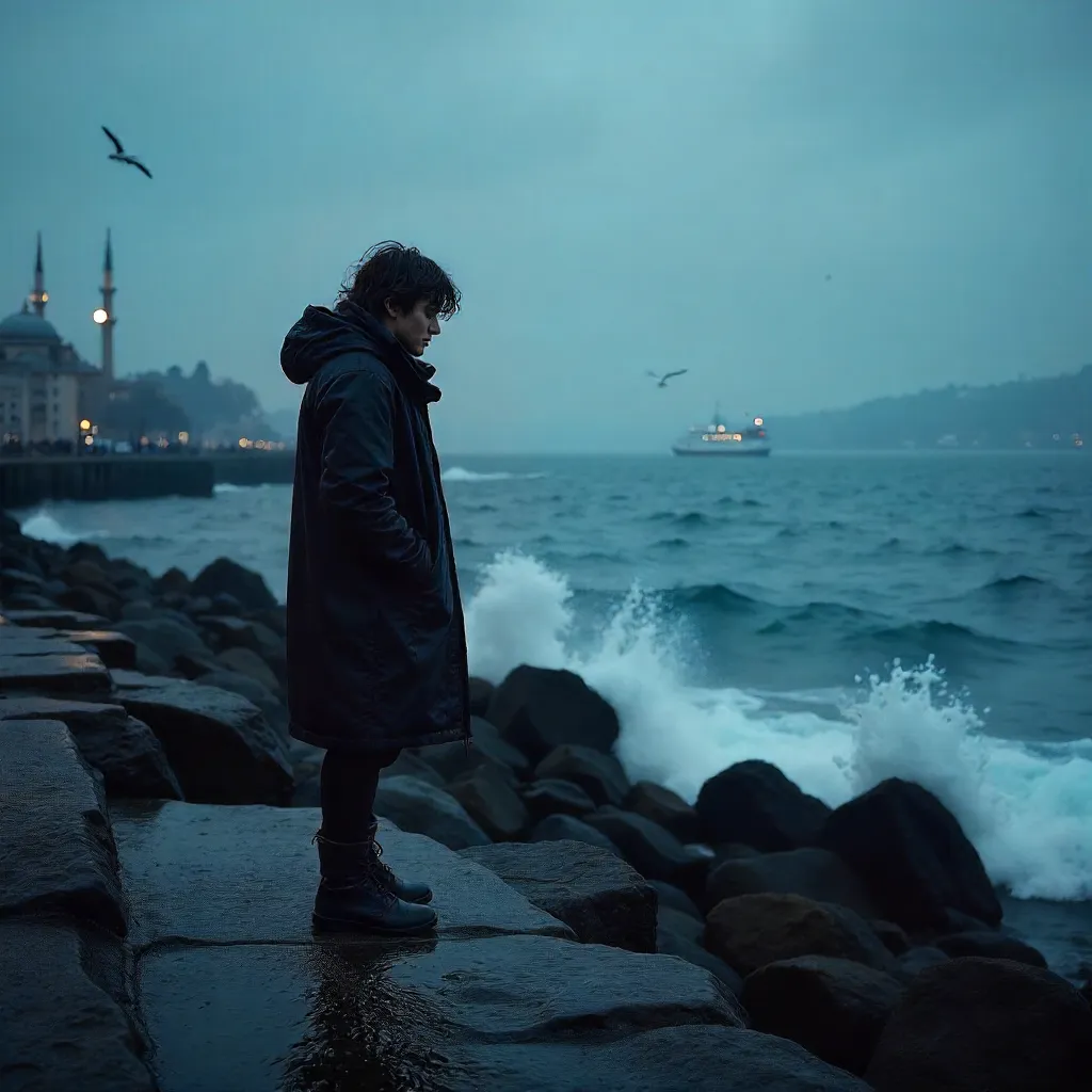 Moody Solitude on Istanbul's Rocky Bosphorus Coast