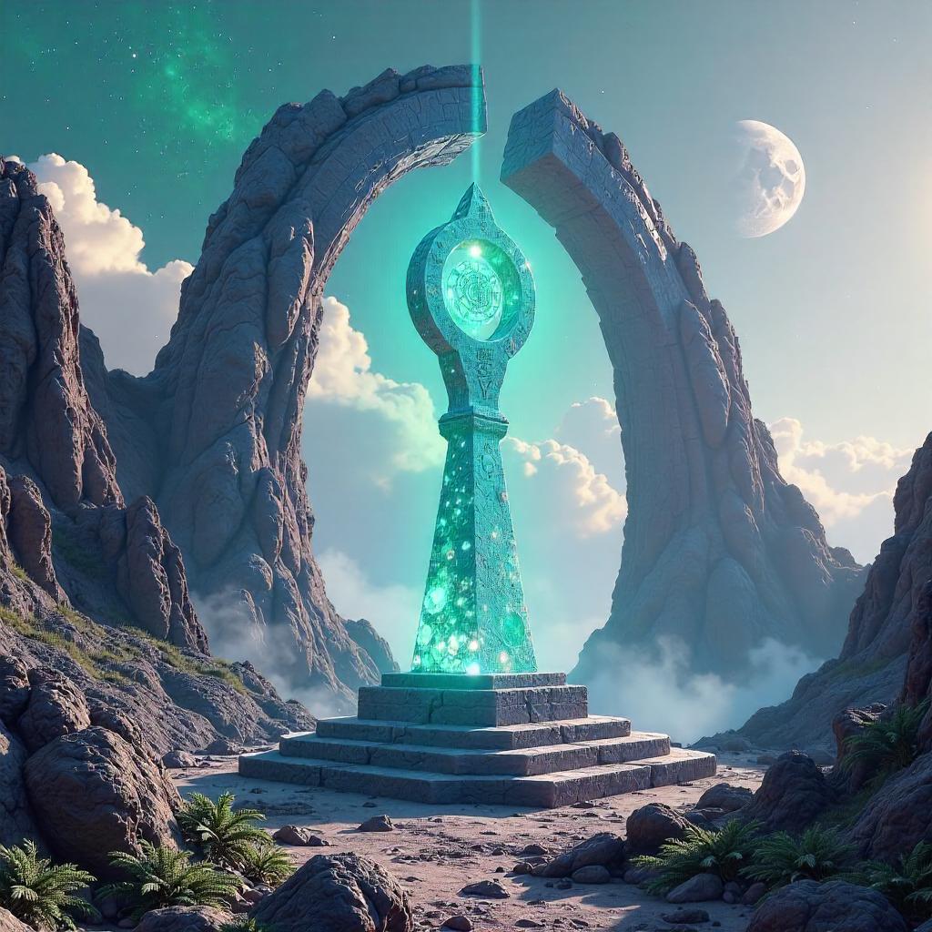 Dimensional Key on an Alien World – 3D Render