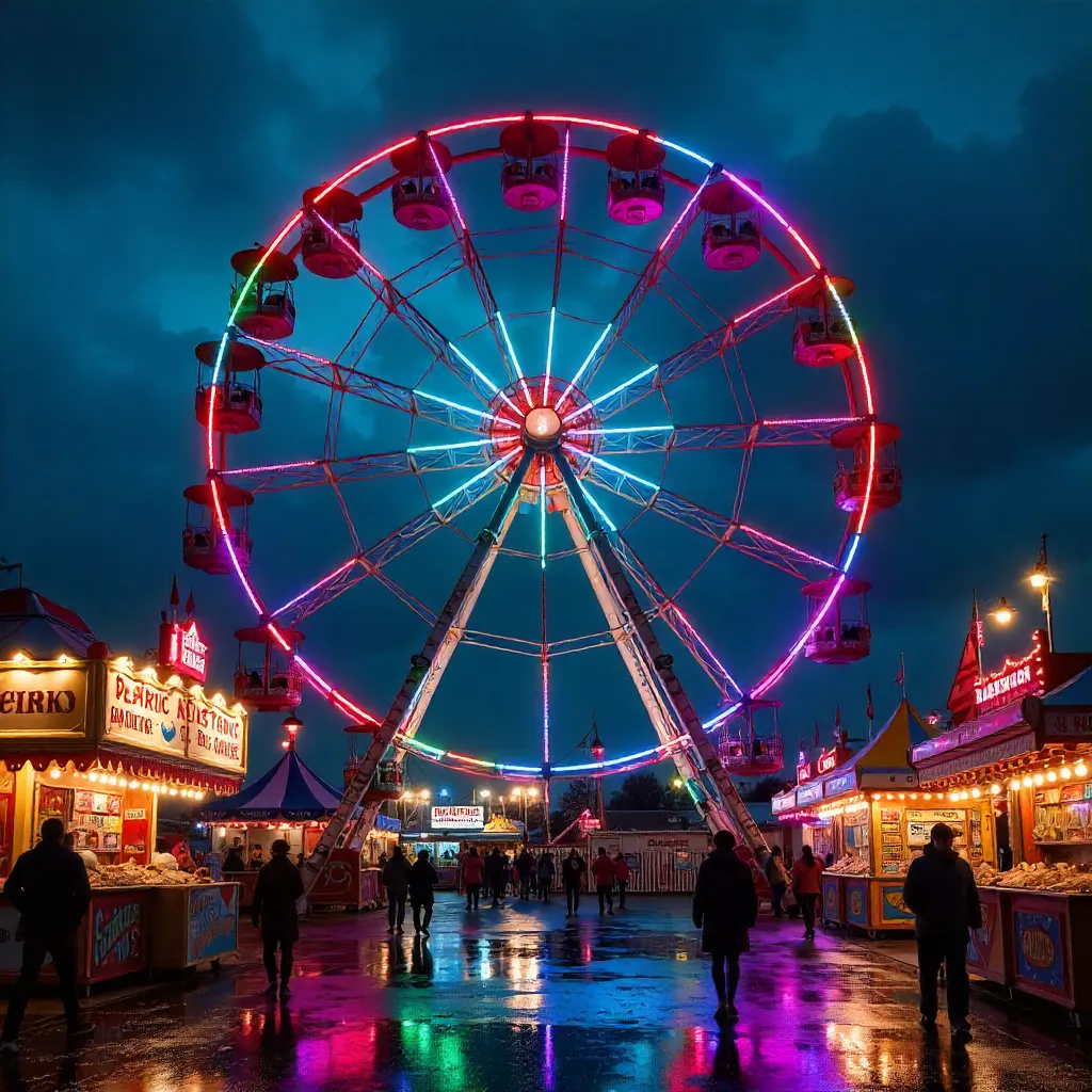 Nighttime Carnival Glow: Multicolor Ferris Wheel