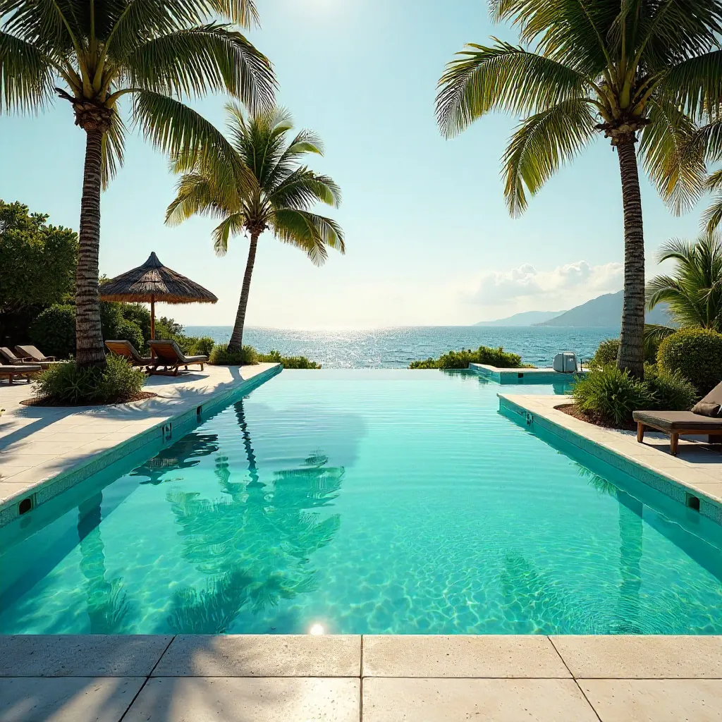 Palm Shadows over Turquoise Pool in Nayarit