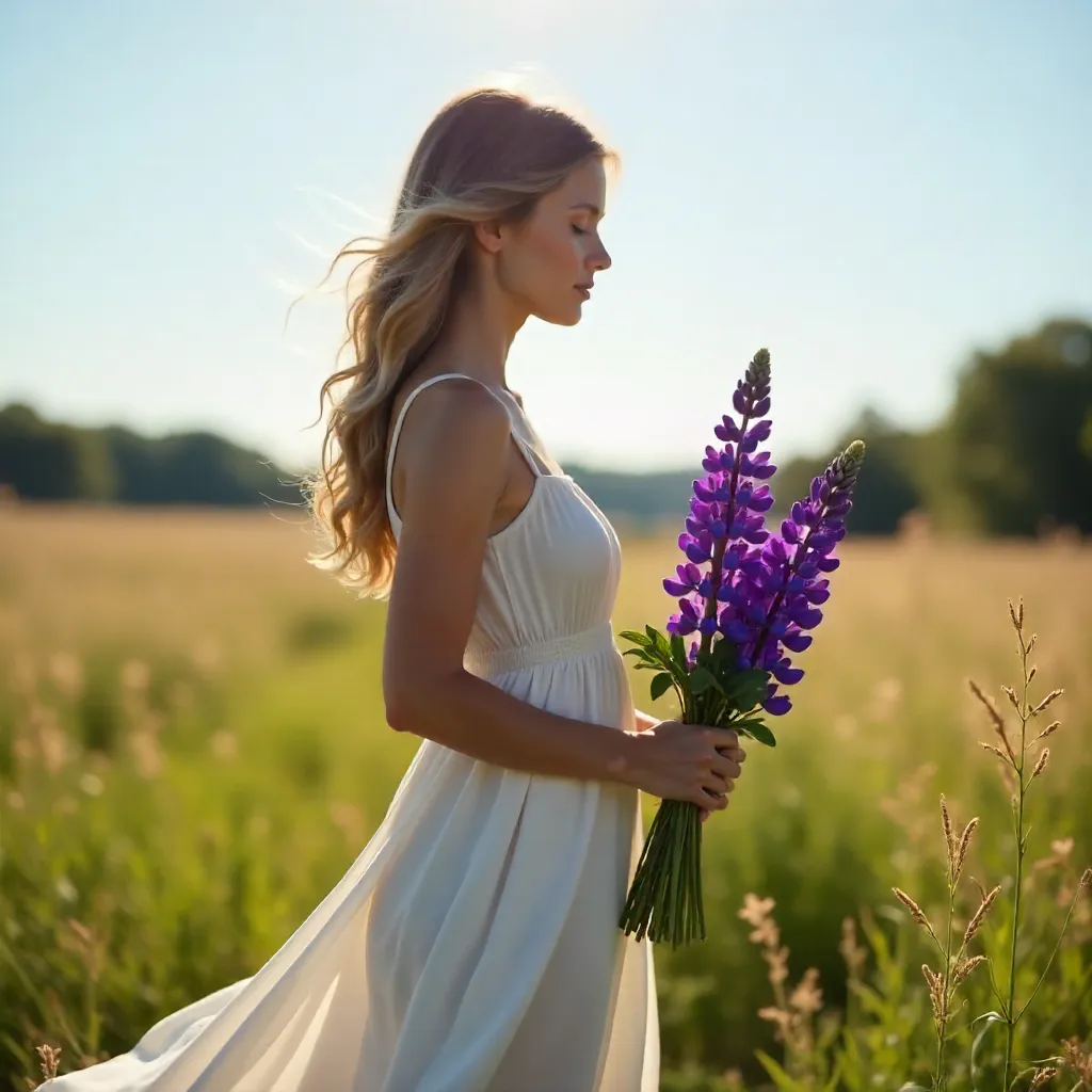 Lupine Bouquet in a Summer Field