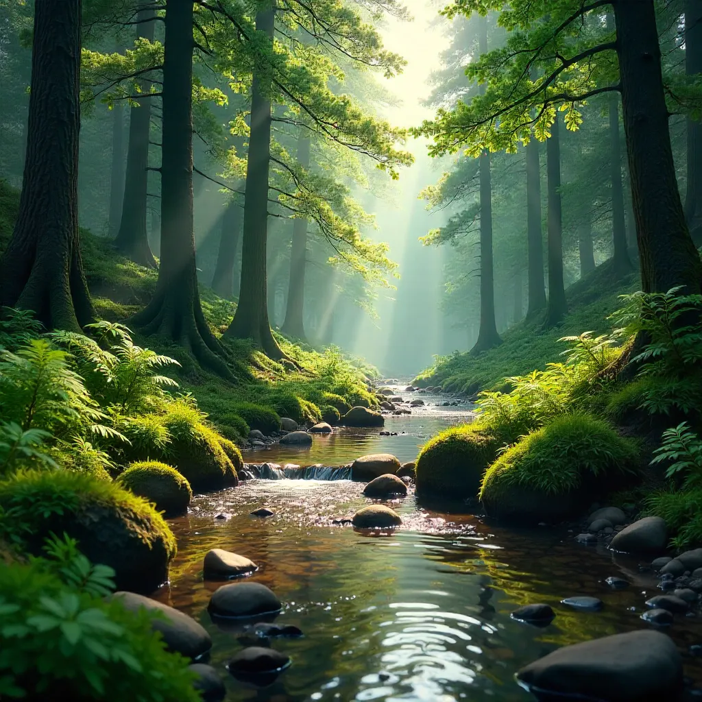 Serene Emerald Forest Stream