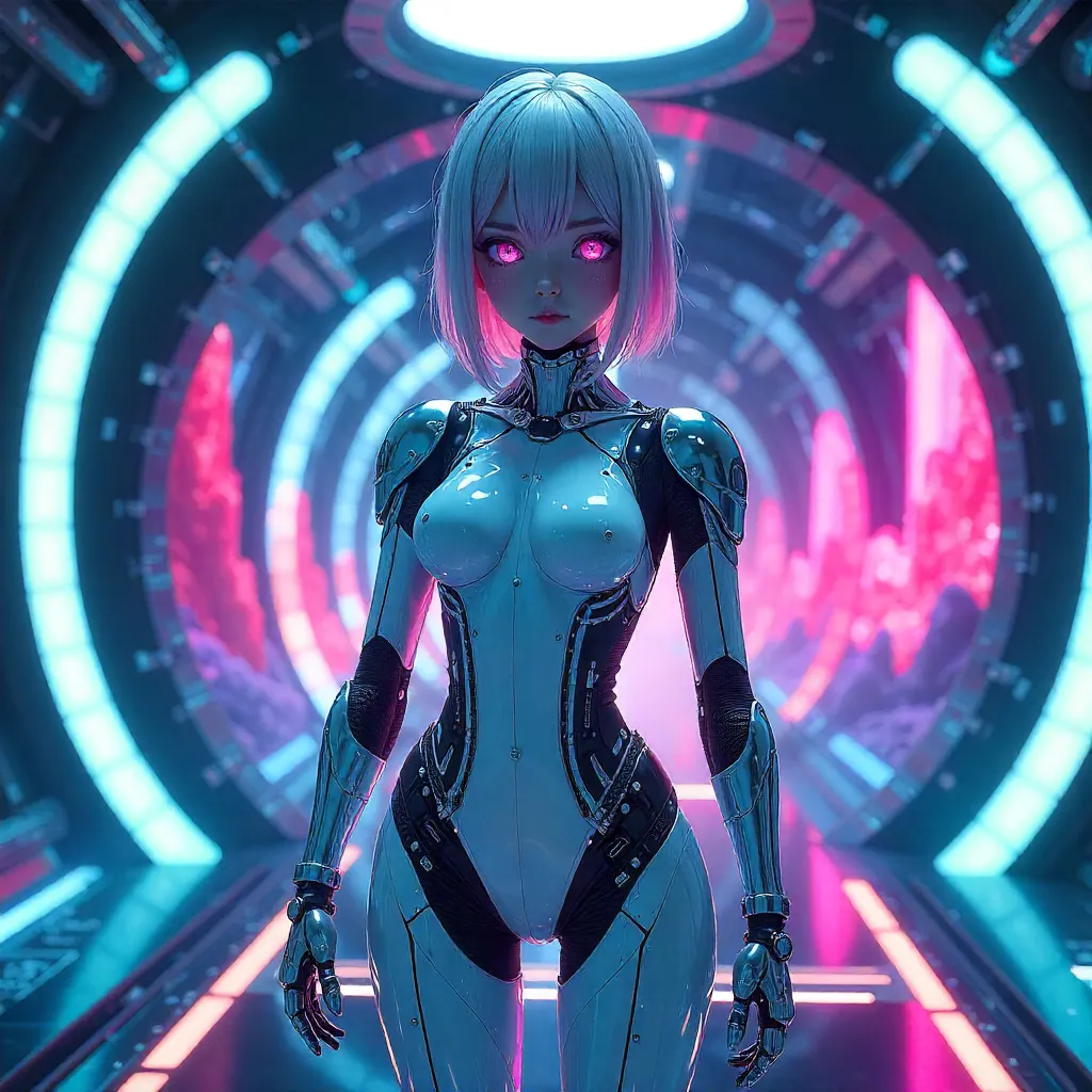 Neon Cyborg in an Anime Holodeck