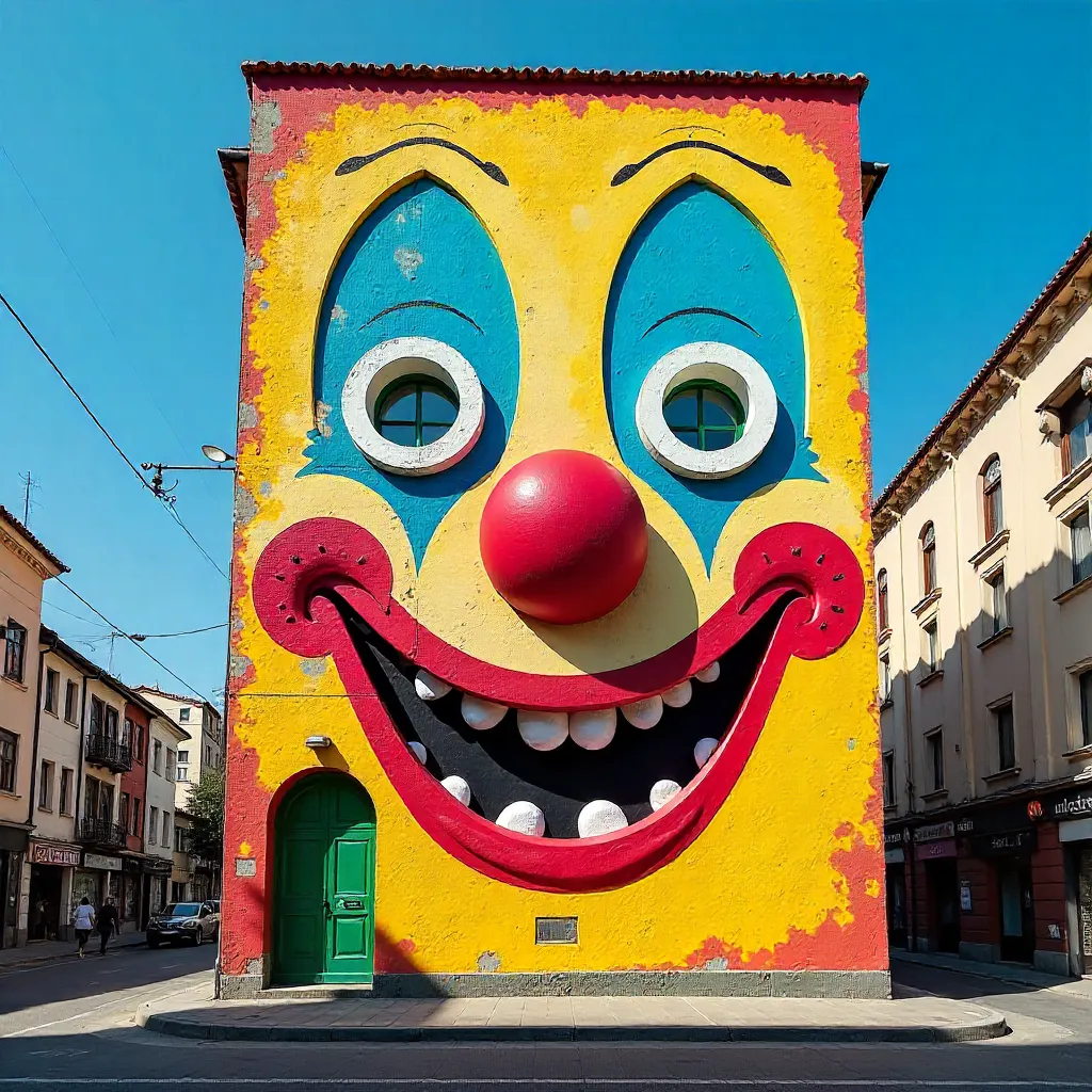 Whimsical clown-face building in Ankara, Türkiye