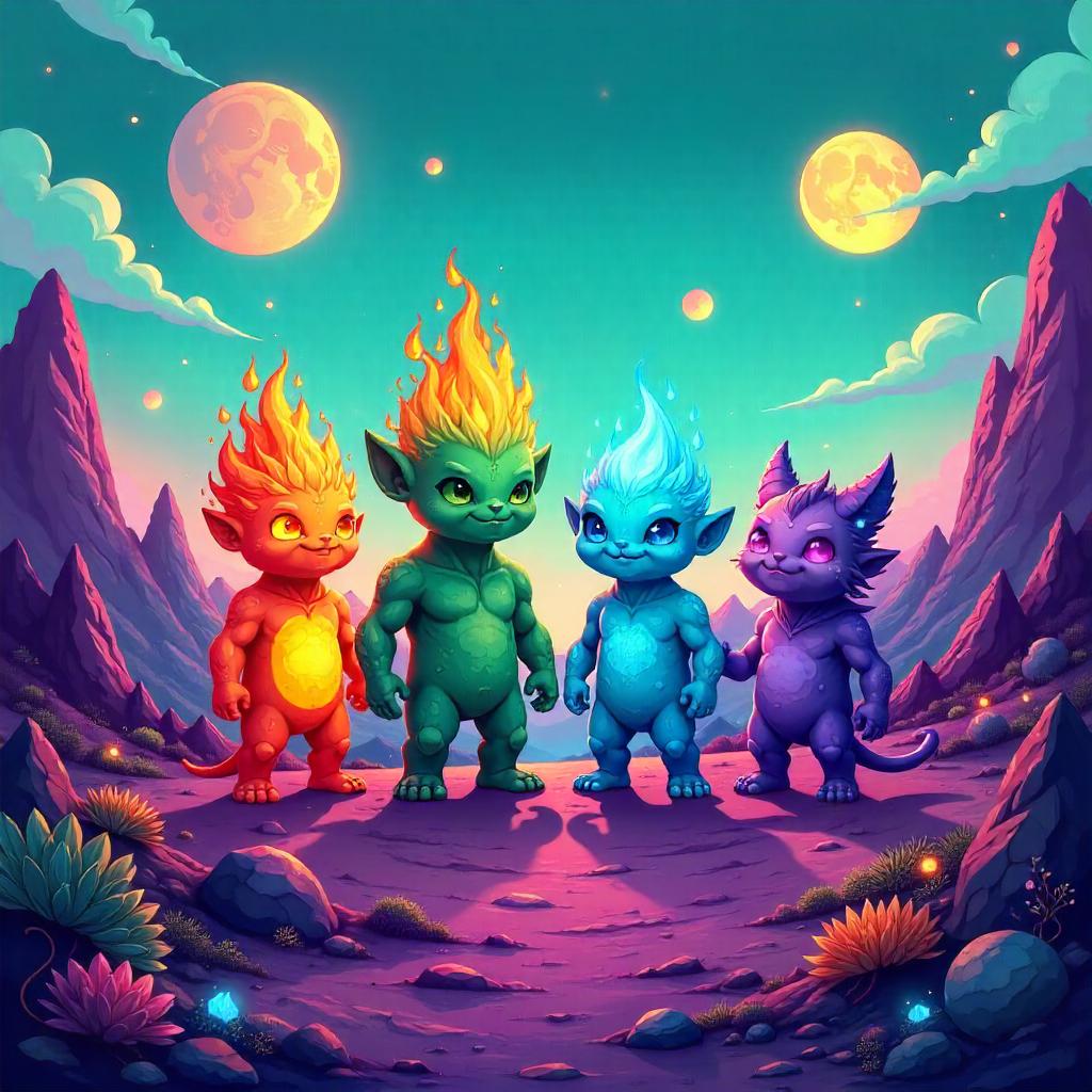 Elemental Cartoon Adventure on an Alien Planet