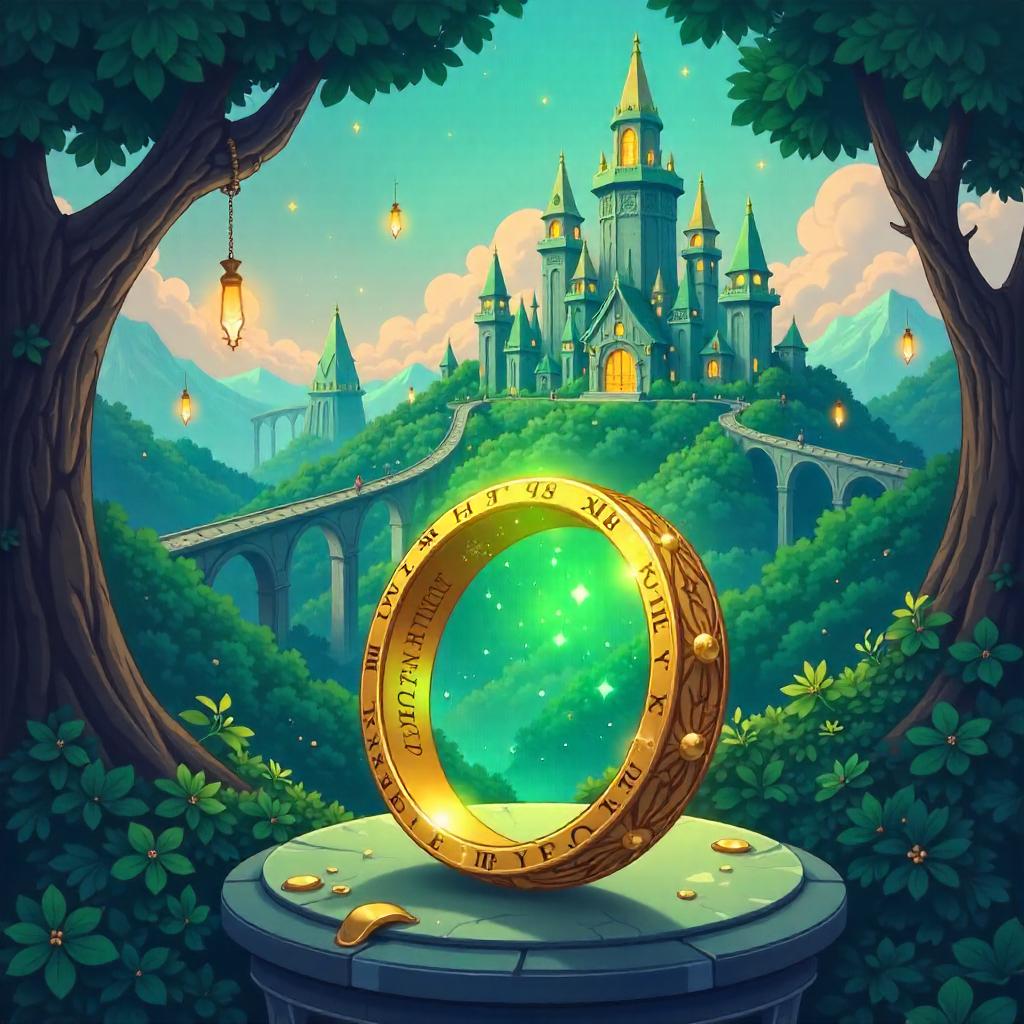 Enchanted Ring Over a Luminous Elven City