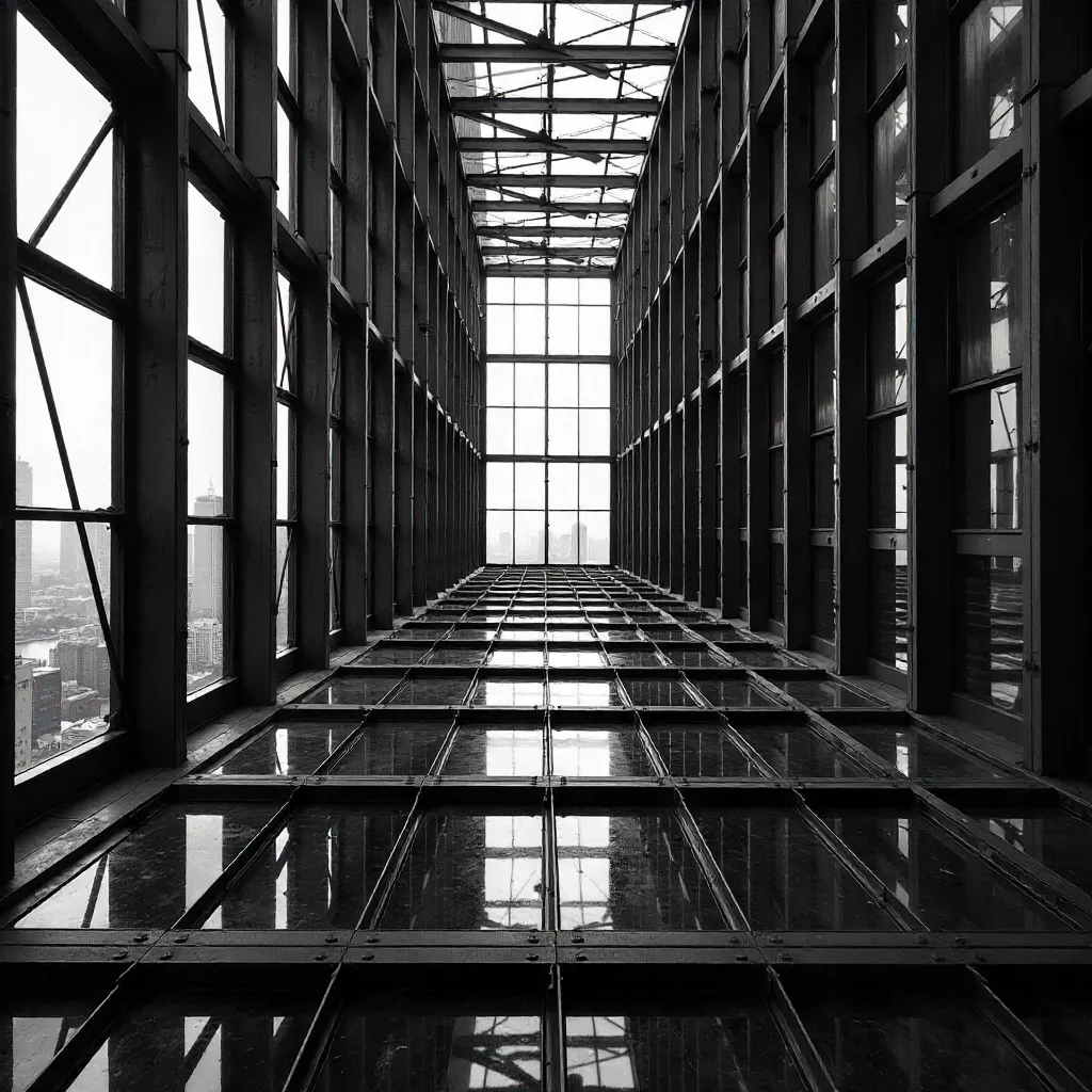 Striking Black-and-White Grid Architecture